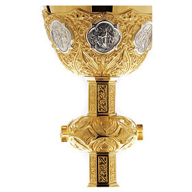 Chalice and paten Molina in gold-plated solid sterling silver Via Crucis