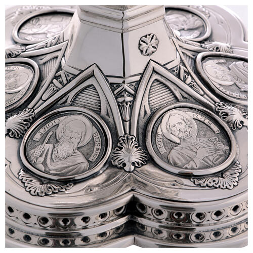 Cálice e patena Molina medalhões Santos estilo gótico copa prata 925 dourada 6