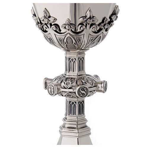 Molina chalice and paten with medallions representing the saints Gothic style in 925 solid sterling silver 10