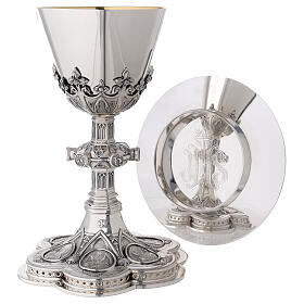 Calice e Patena Molina medaglioni santi stile gotico argento massiccio 925