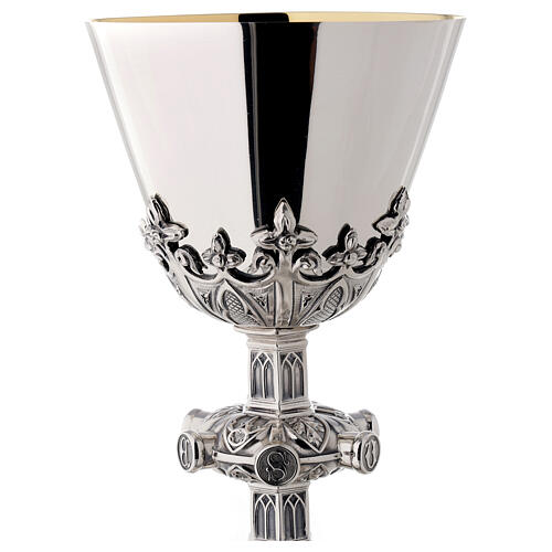 Calice e Patena Molina medaglioni santi stile gotico argento massiccio 925 3