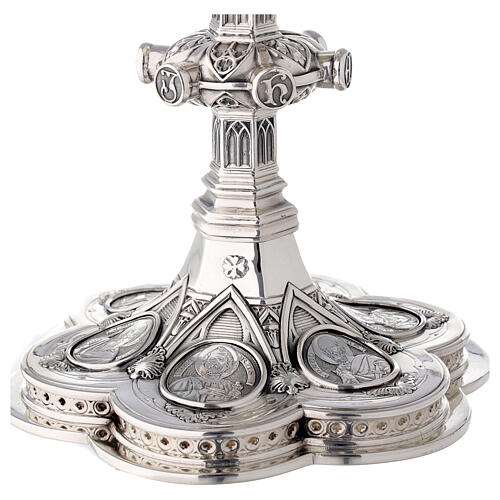 Calice e Patena Molina medaglioni santi stile gotico argento massiccio 925 6