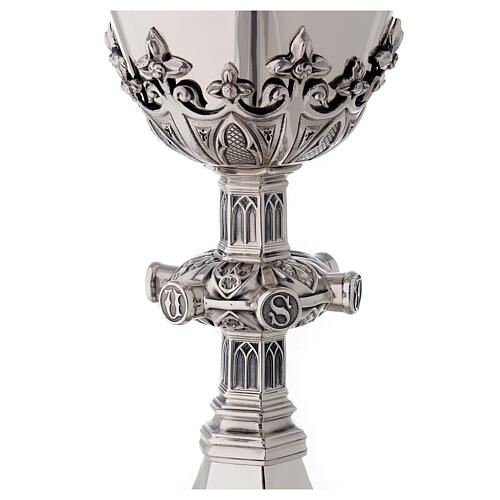 Calice e Patena Molina medaglioni santi stile gotico argento massiccio 925 10