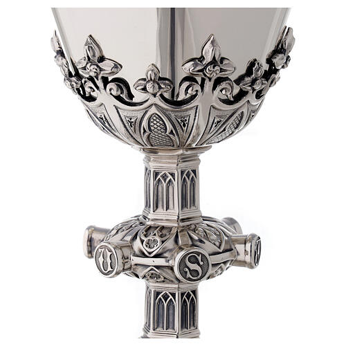 Cálice e patena Molina medalhões Santos estilo gótico prata 925 maciça dourada 4