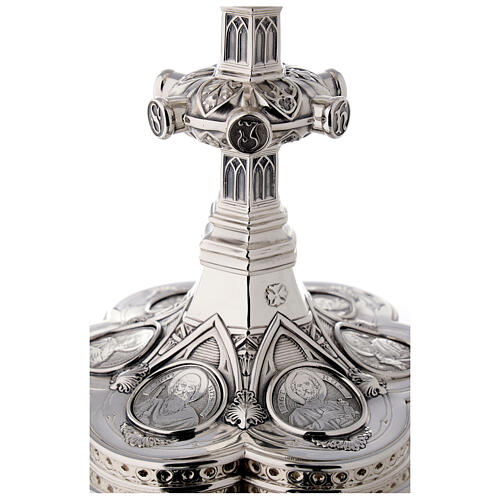 Cálice e patena Molina medalhões Santos estilo gótico prata 925 maciça dourada 12