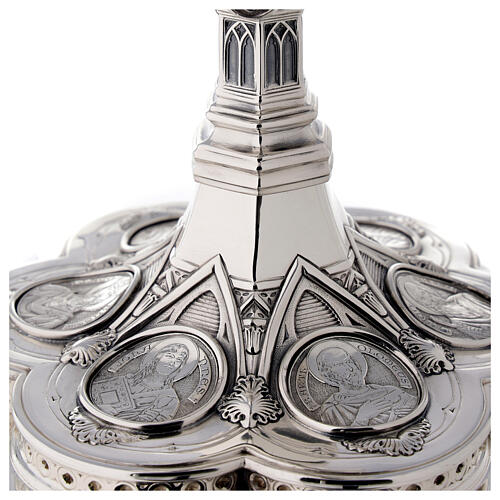 Molina chalice and paten with medallions representing the saints Gothic style in 925 solid sterling silver 8