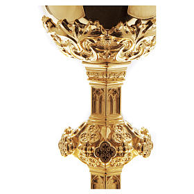 Cálice e patena Molina em banho de ouro 24K estilo gótico prata 925 maciça dourada
