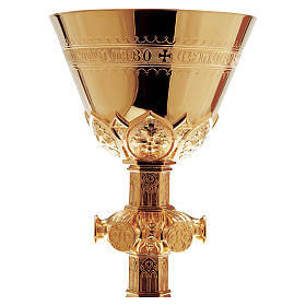Gold 925 sterling silver chalice and paten Molina in Gothic style with psalm 115