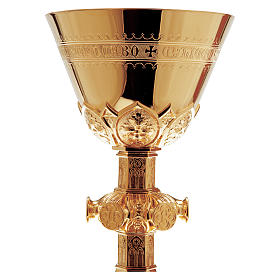 Cálice e patena Molina Salmo 115 estilo gótico prata 925 maciça dourada