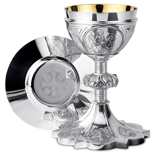 Chalice and paten Molina decorated with crosses in gothic style with cup in 925 sterling silver 1