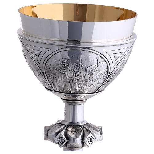 Calice e Patena Molina croci stile gotico argento massiccio 925 9