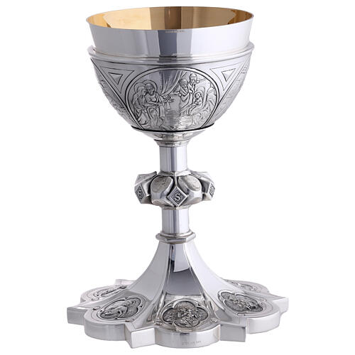 Calice e Patena Molina croci stile gotico argento massiccio 925 16