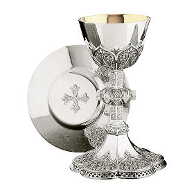 Chalice, ciborium and paten Molina with filigree Gothic style in 925 sterling silver