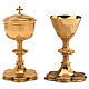 Cálice píxide patena Molina gravura copa Salmo 115 estilo gótico latão dourado s1