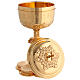 Cálice píxide patena Molina gravura copa Salmo 115 estilo gótico latão dourado s2