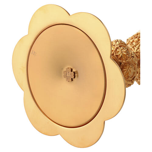 Calice Pisside Patena Molina base medaglioni stile gotico ottone dorato 14