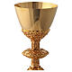 Calice Pisside Patena Molina base medaglioni stile gotico ottone dorato s4