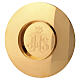 Calice Pisside Patena Molina base medaglioni stile gotico ottone dorato s8