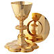 Chalice, paten and ciborium Molina with Gothic medallions on base in gold brass s2