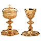 Chalice and paten Molina in gold 925 solid sterling silver with medallion base in Gothic style s1