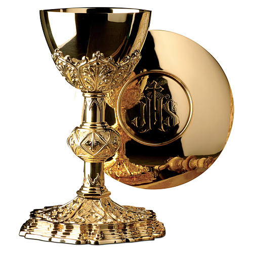 Cálice e Patena Molina motivo exclusivo prata 925 dourada maciça 1