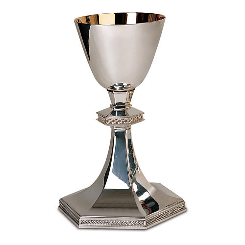 Calice Patena Pisside Patena Offertoriale stile gotico coppa argento 925 1