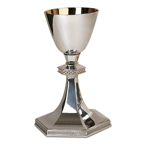 Calice Patena Pisside Patena Offertoriale stile gotico argento massiccio 925 1