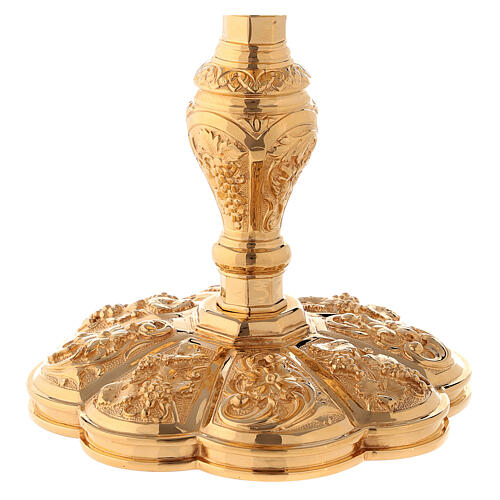 Chalice paten and ciborium Florentine style with grapes and passion flower in gold brass 6