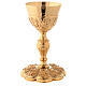 Chalice paten and ciborium Florentine style with grapes and passion flower in gold brass s2