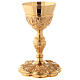 Chalice paten and ciborium Florentine style with grapes and passion flower in gold brass s7