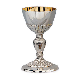 Chalice and paten in Florentine style with decorations on 925 solid sterling silver cup