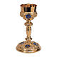 Chalice and paten Molina with Evangelists medallions in Florentine style in gold brass s1