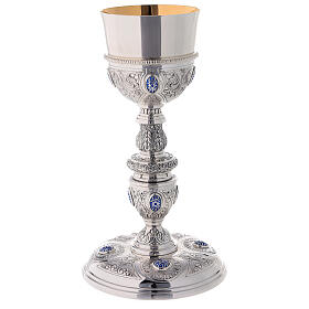 Chalice paten and ciborium in<br>Plateresque style Molina in 925 solid sterling silver decorated with cabochons