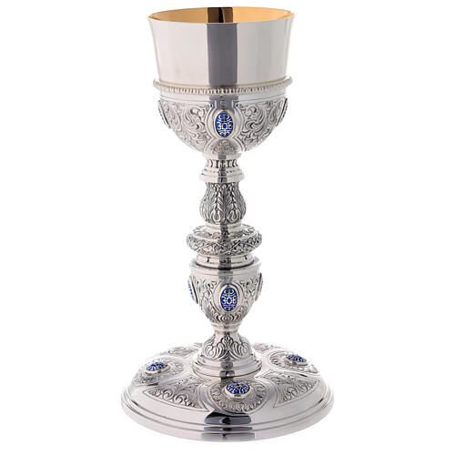Chalice paten and ciborium in<br>Plateresque style Molina in 925 solid sterling silver decorated with cabochons 2