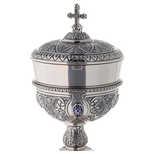 Chalice paten and ciborium in<br>Plateresque style Molina in 925 solid sterling silver decorated with cabochons 6