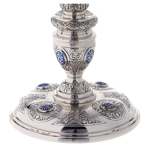 Chalice paten and ciborium in<br>Plateresque style Molina in 925 solid sterling silver decorated with cabochons 7