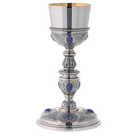 Plateresque chalice Molina in 925 sterling silver decorated with cabochons
