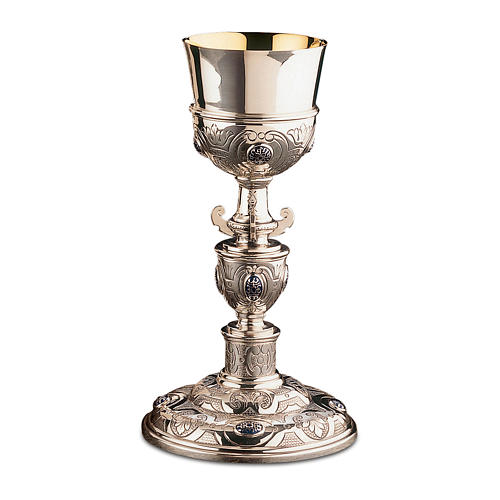 Chalice, paten and ciborium in Plateresque Renaissance style made of silver brass 1