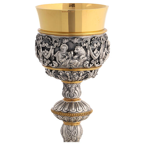 Chalice, paten and ciborium for offertory Molina in two-tone Baroque style with 925 sterling silver cup 2