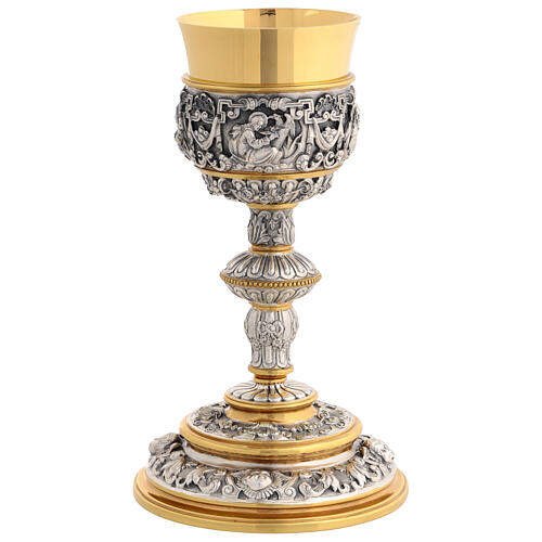 Chalice, paten and ciborium for offertory Molina in two-tone Baroque style with 925 sterling silver cup 6