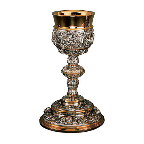 Chalice, paten and ciborium Molina in Baroque style in two tone in 925 solid sterling silver 1