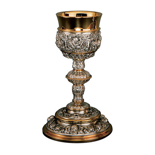Calice Pisside Patena Molina Barocco bicolore argento massiccio 925 1