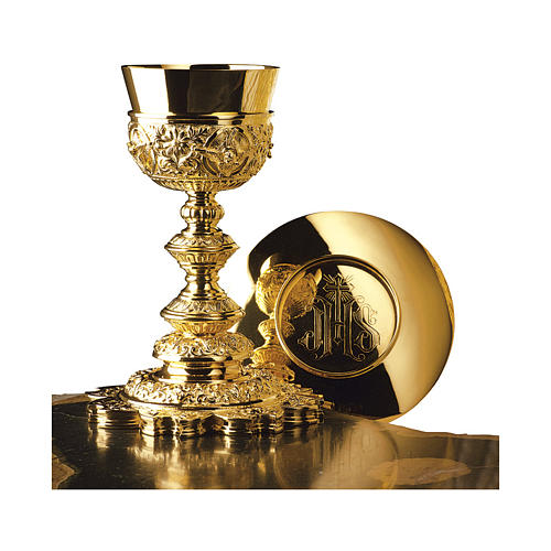 Chalice and paten Molina with star base and cup in gold 925 sterling silver 1