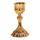 Chalice and paten Molina in Baroque style with lobe shaped decorations on base in golden brass s1