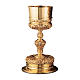 Chalice paten and ciborium in Baroque style in gold brass s1