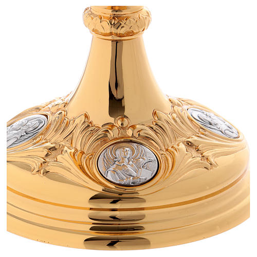 Calice et patène Molina baroque médailles évangélistes laiton doré 6