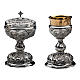 Chalice, paten and ciborium Molina in Baroque style with repoussage in golden brass s1