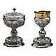 Chalice, paten and ciborium Molina in Baroque style with repoussage in two-tone brass s1