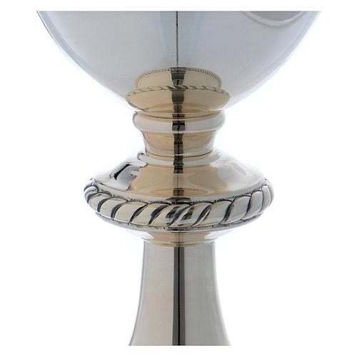 Classic chalice and paten Molina with stringcourse in silver brass 3