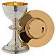 Classic chalice and paten Molina with stringcourse in silver brass s1